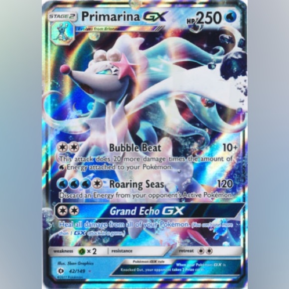 Pokemon Other - Primarina GX 42/149 Sun & Moon Rare Holo Pokémon Card